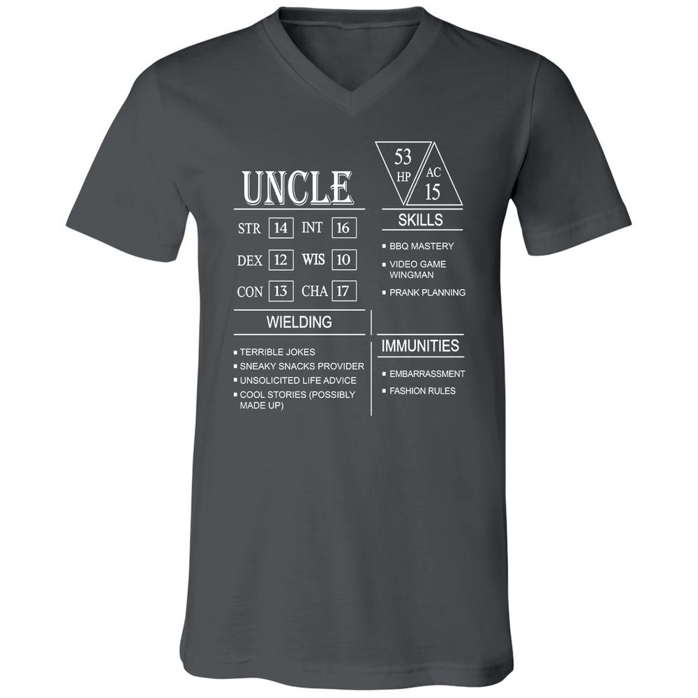 Uncle Stats Unisex V-Neck T-Shirt - Asphalt - 12