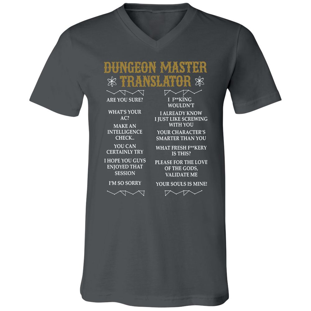Dungeon Master Translator Unisex V-Neck T-Shirt - Asphalt - 12