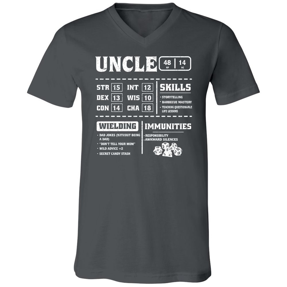 Uncle Stats Unisex V-Neck T-Shirt - Asphalt - 12