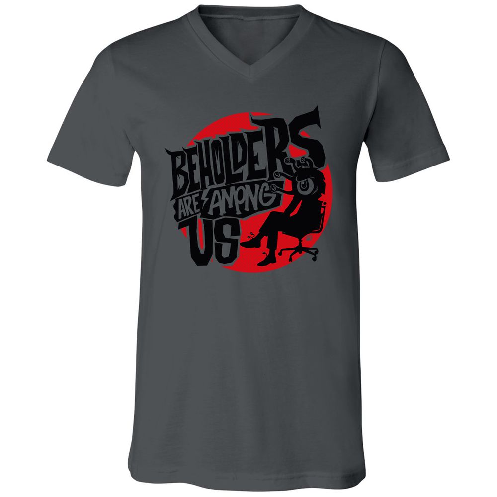 Beholders Are Among Us Unisex V-Neck T-Shirt - Asphalt - 12