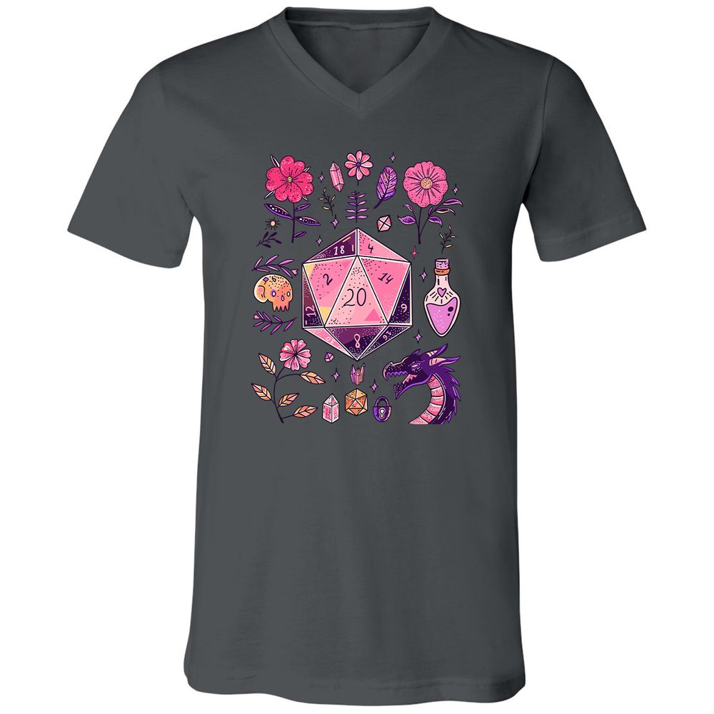 Mystic D20 Floral Dice Art - Asphalt - 12