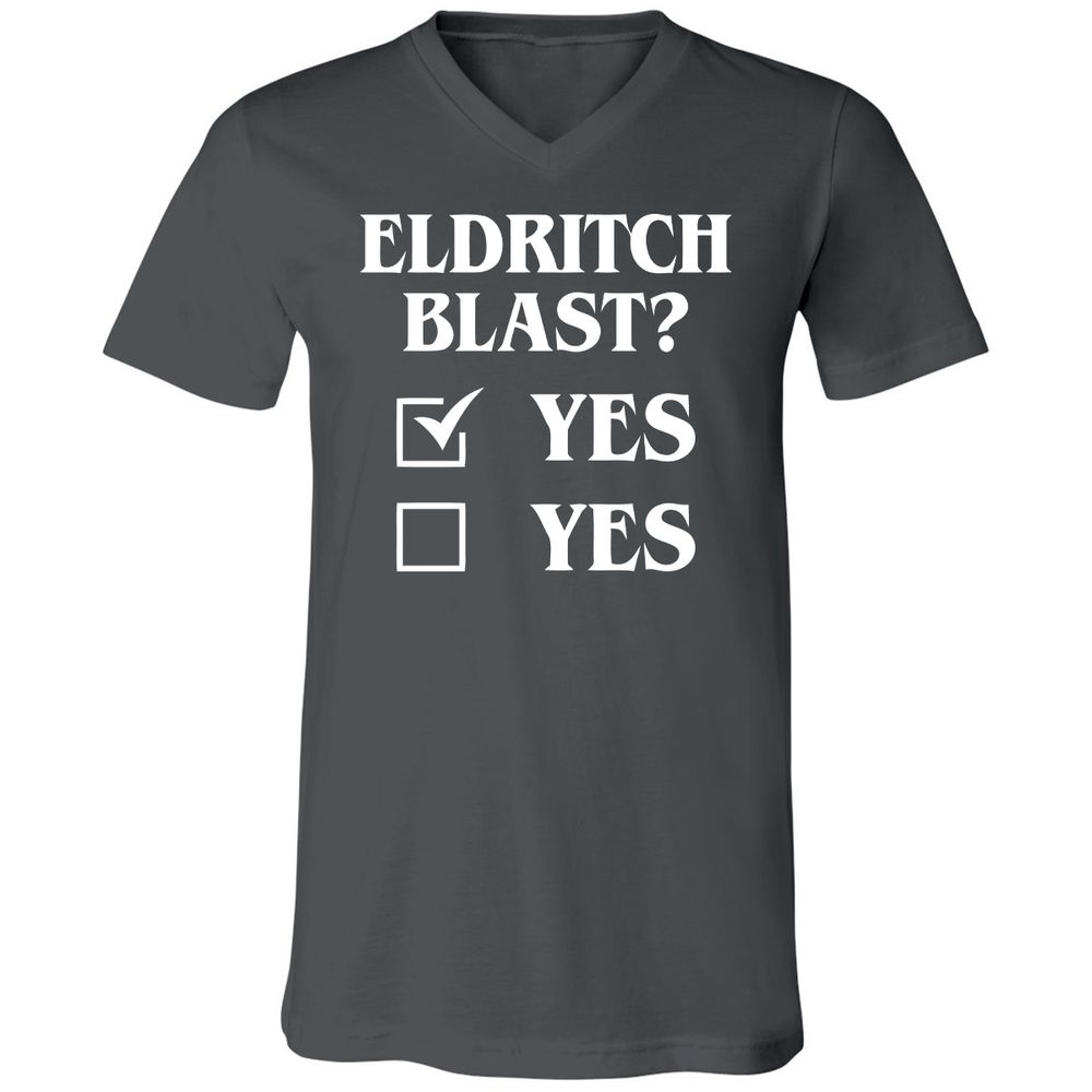 Eldritch Blast Yes Unisex V-Neck T-Shirt - Asphalt - 12