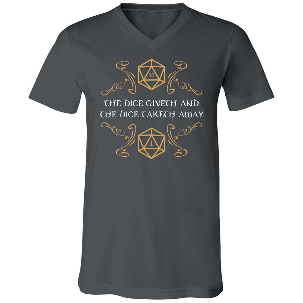 The Dice Giveth and Taketh Away Natural 20 and Critical Fail Unisex V-Neck T-Shirt - Asphalt - 12