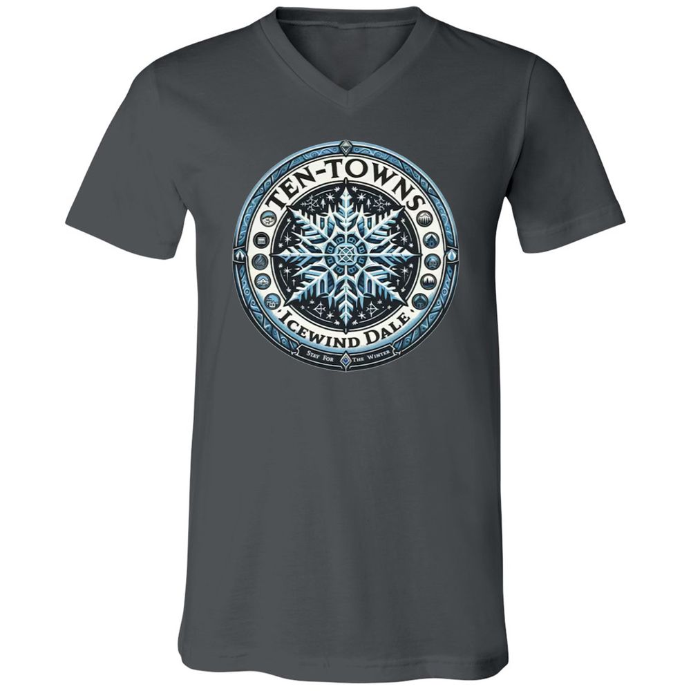 Ten-Towns Icewind Dale Unisex V-Neck T-Shirt - Asphalt - 12