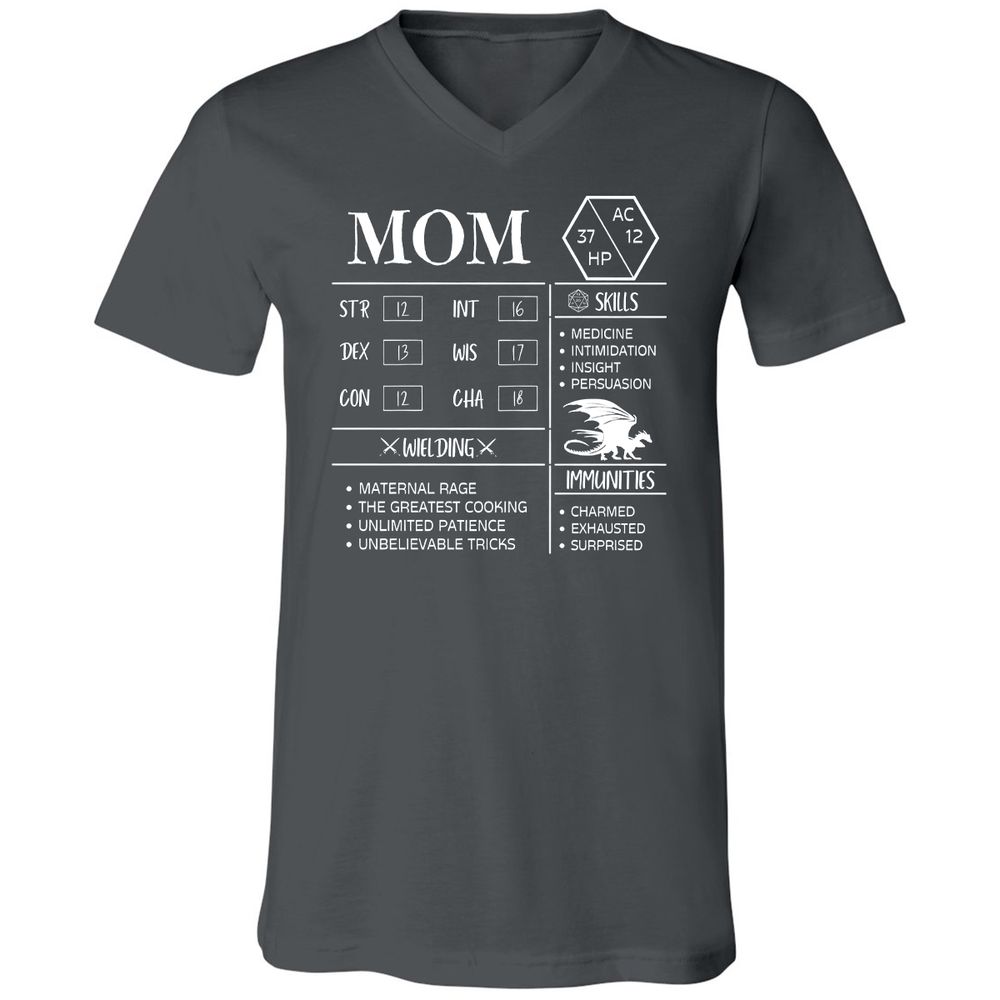 Mom Stats 2 Unisex V-Neck T-Shirt - Asphalt - 12