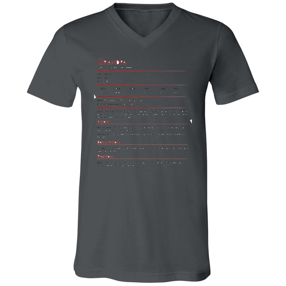 Grandpa Stat Block Unisex V-Neck T-Shirt - Asphalt - 12