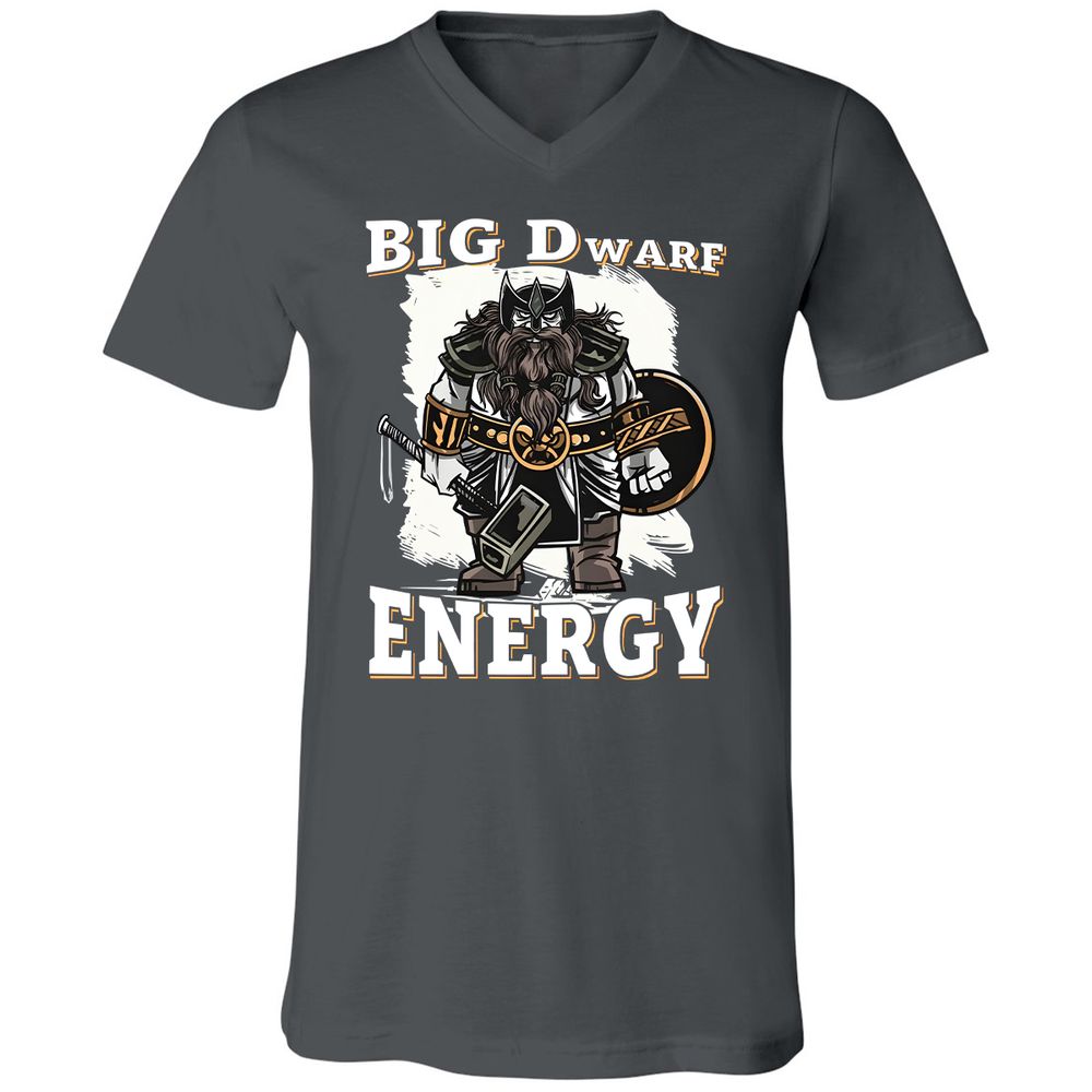 Big Dwarf Energy Unisex V-Neck T-Shirt - Asphalt - 12