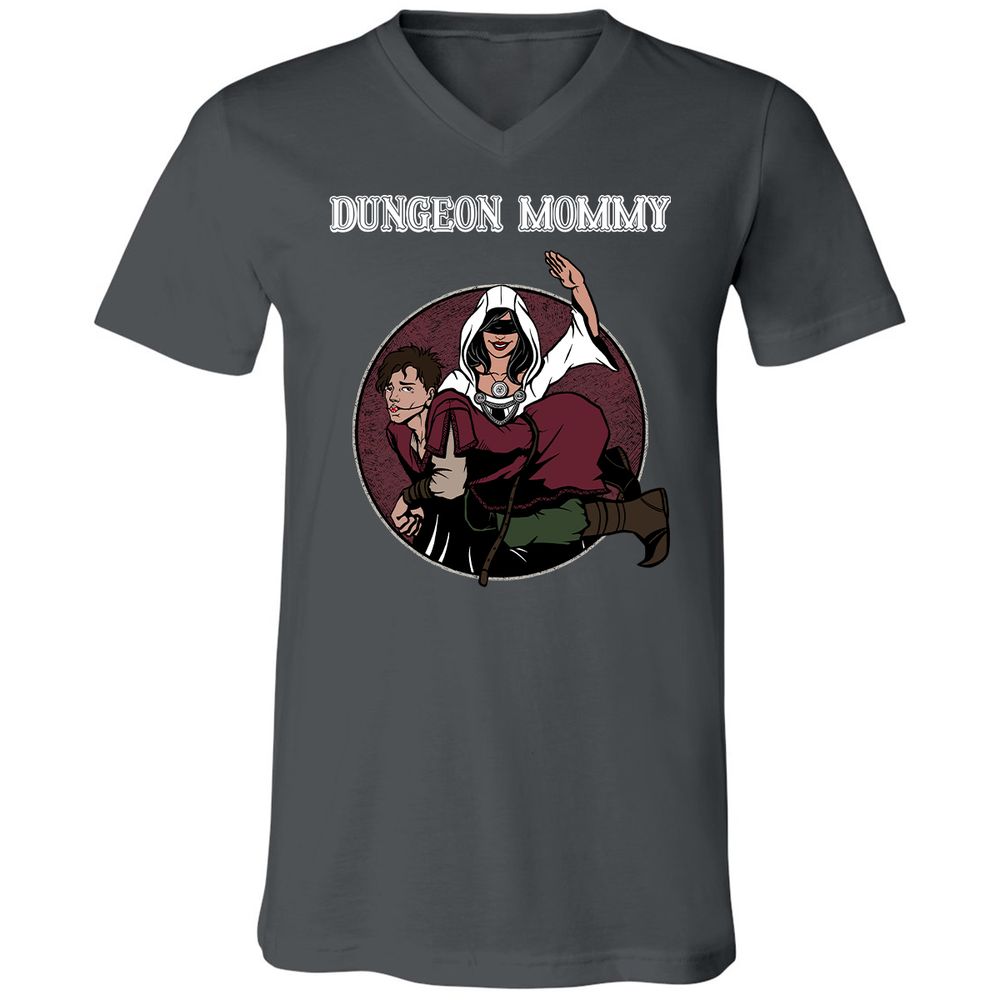Dominant Dungeon Mommy Unisex V-Neck T-Shirt - Asphalt - 12