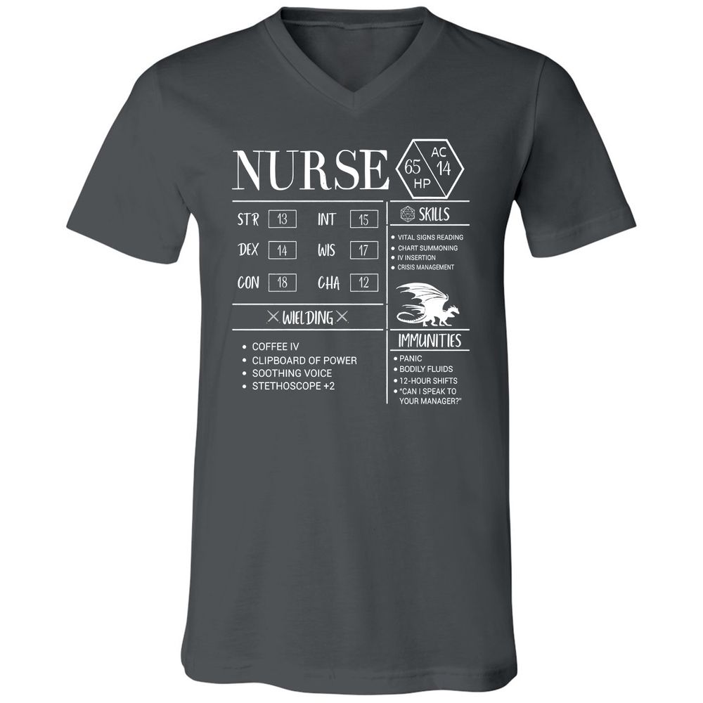 Nurse New Unisex V-Neck T-Shirt - Asphalt - 12