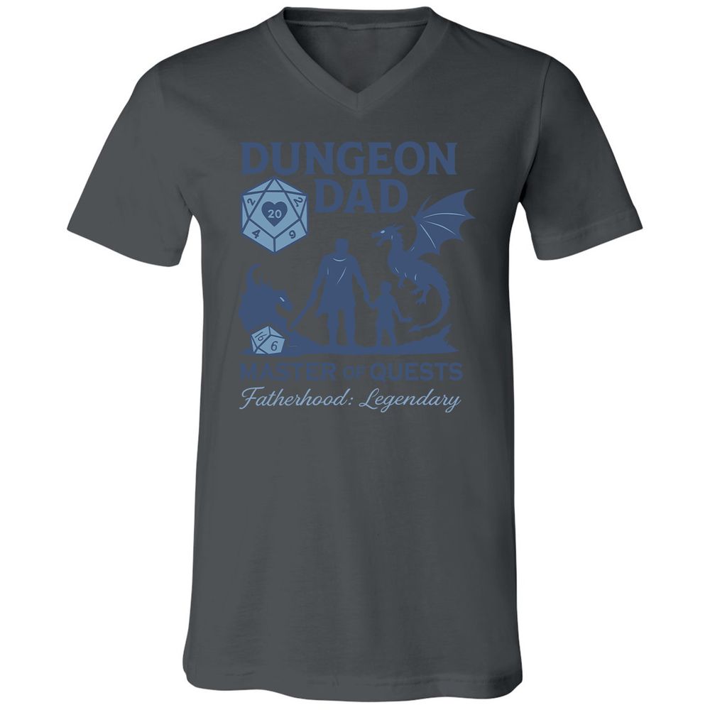 Dungeon Dad Master Of Quests Unisex V-Neck T-Shirt - Asphalt - 12