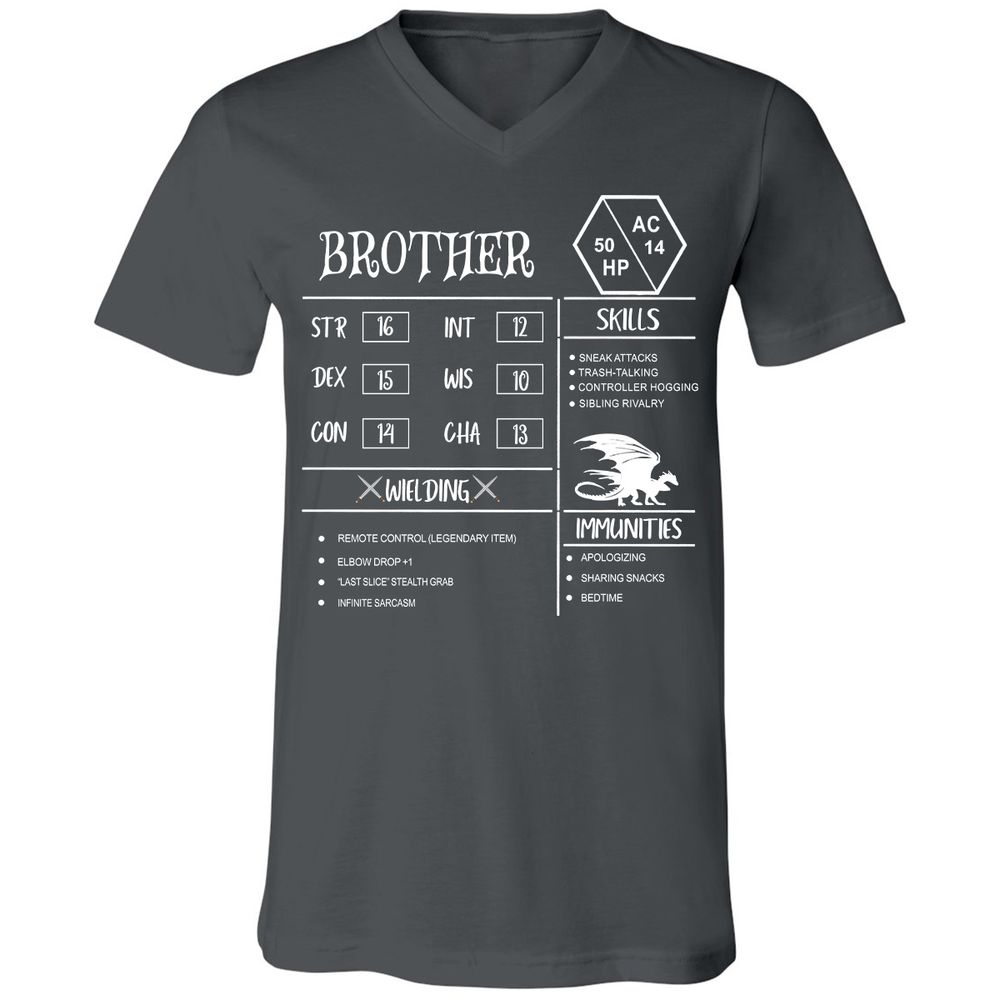 Brother Stats Unisex V-Neck T-Shirt - Asphalt - 12