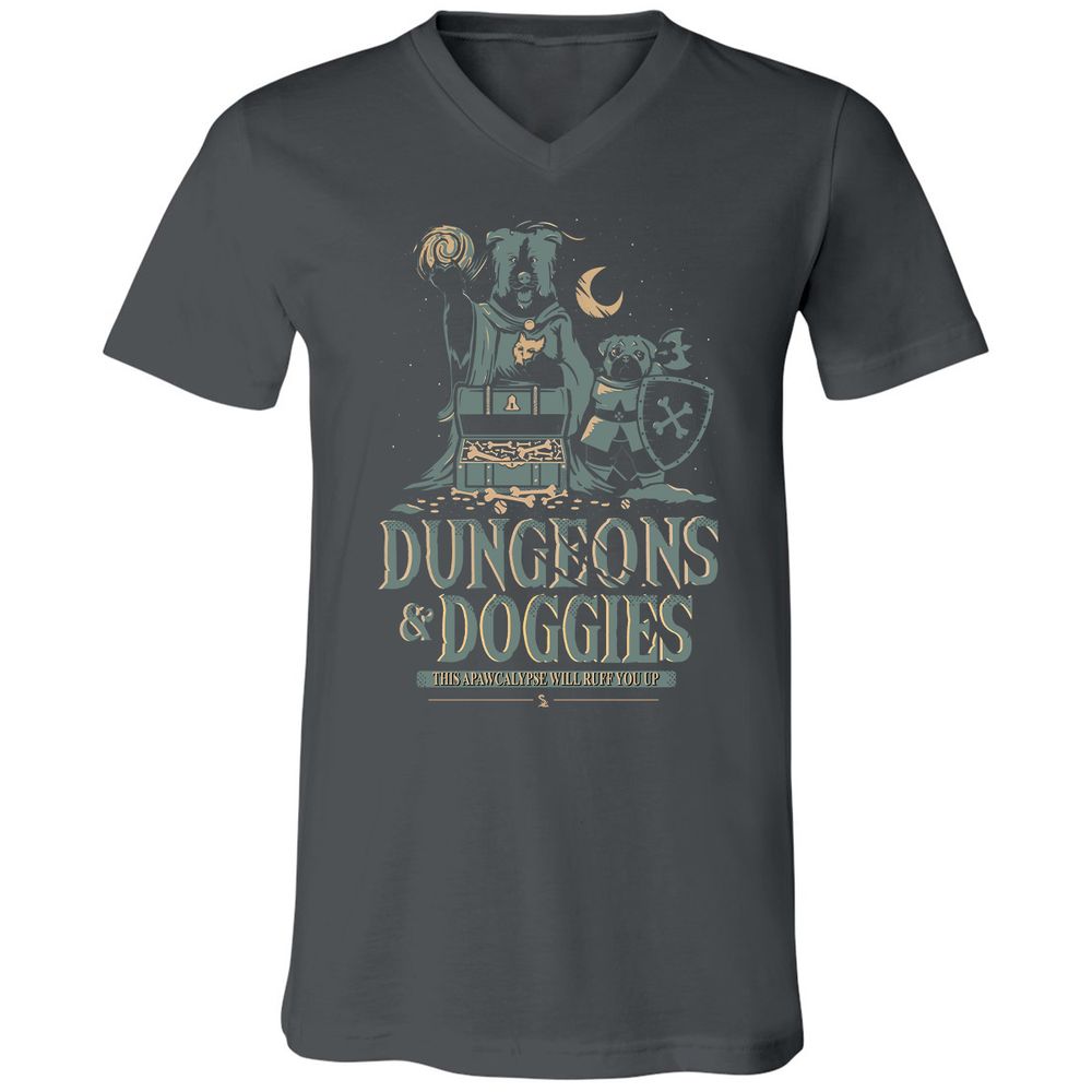 Dungeons & Doggies Unisex V-Neck T-Shirt - Asphalt - 12