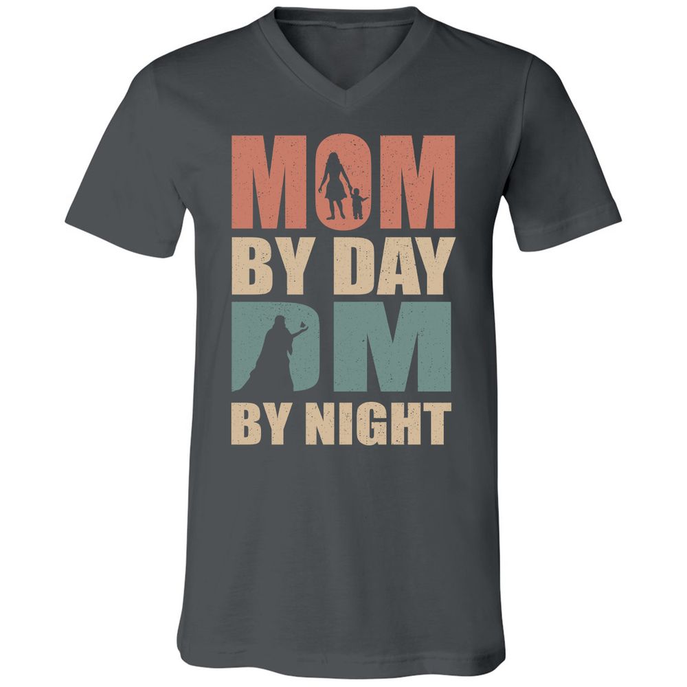 Mom By Day DM By Night Unisex V-Neck T-Shirt - Asphalt - 12