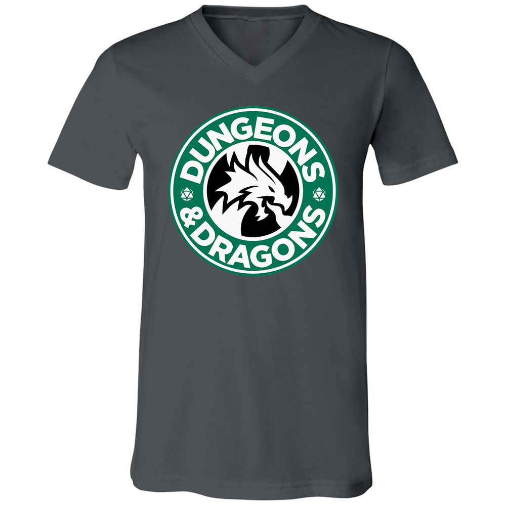 D&D Coffee Unisex V-Neck T-Shirt - Asphalt - 12