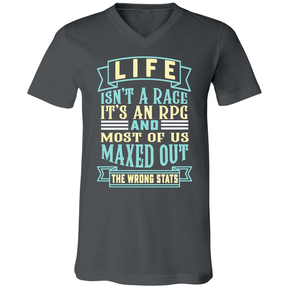 Life Is A RPG Unisex V-Neck T-Shirt - Asphalt - 12