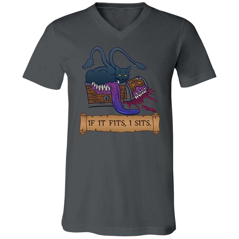 If It Fits I Sits Unisex V-Neck T-Shirt - Asphalt - 12