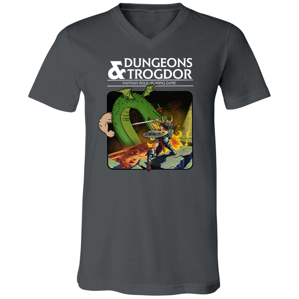 Trogdor Unisex V-Neck T-Shirt - Asphalt - 12