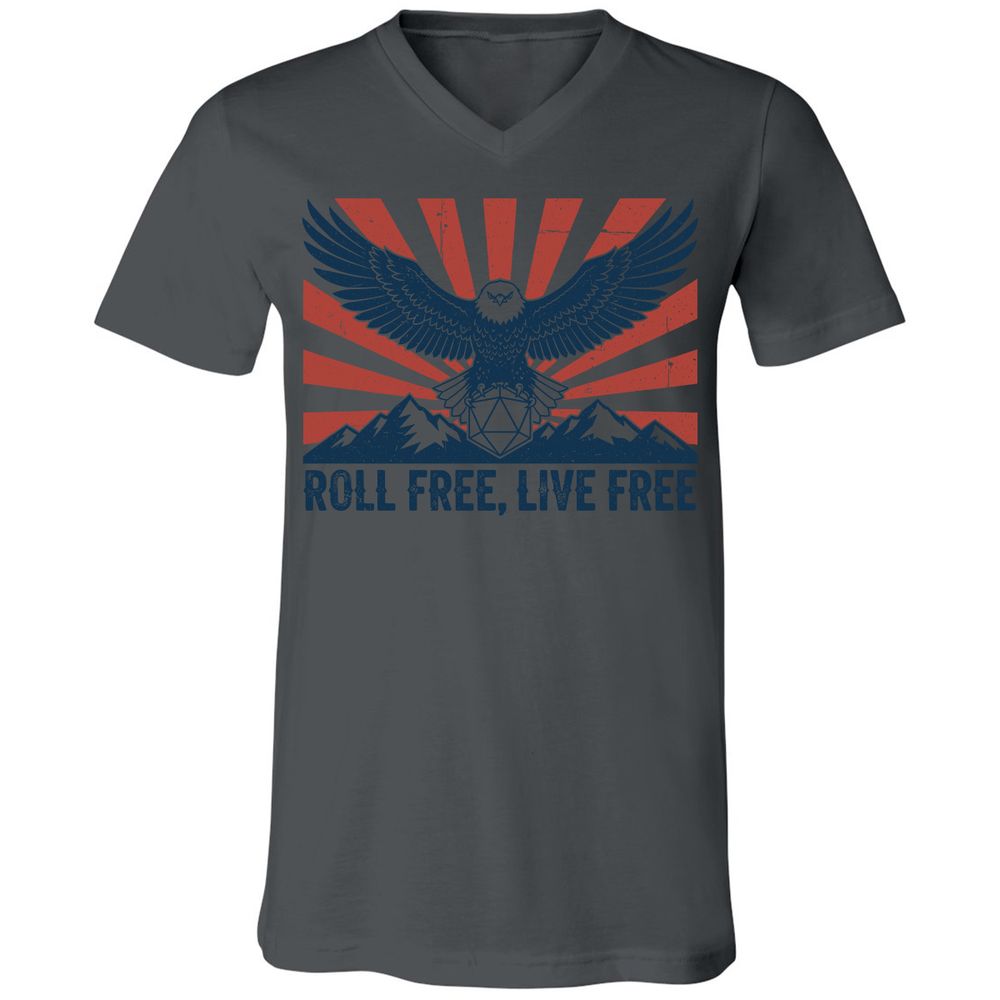 Roll Free, Live Free Unisex V-Neck T-Shirt - Asphalt - 12