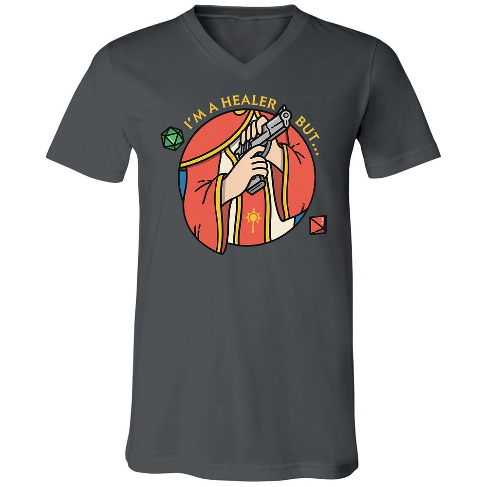 I'm A Healer But Unisex V-Neck T-Shirt - Asphalt - 12