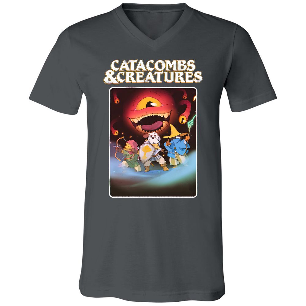 Catacombs & Creatures Unisex V-Neck T-Shirt - Asphalt - 12