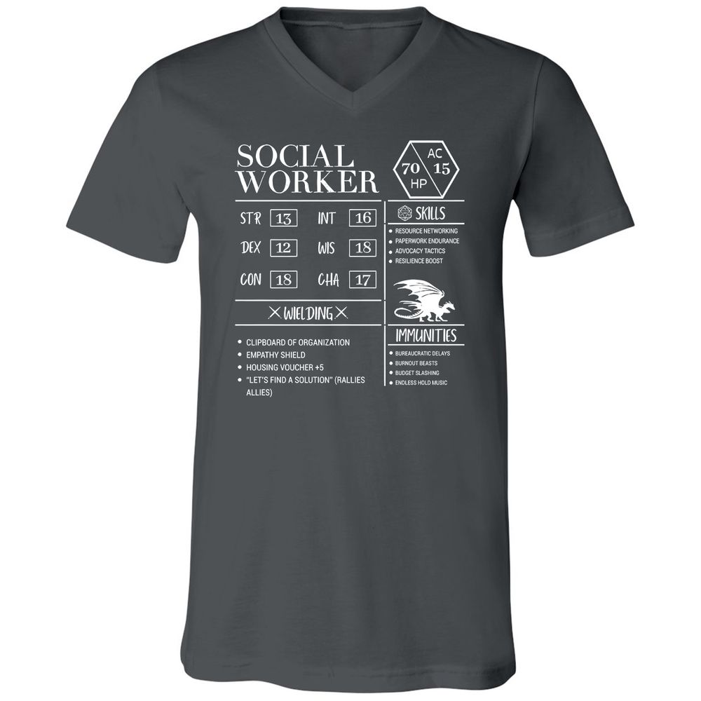 Social Worker New Unisex V-Neck T-Shirt - Asphalt - 12