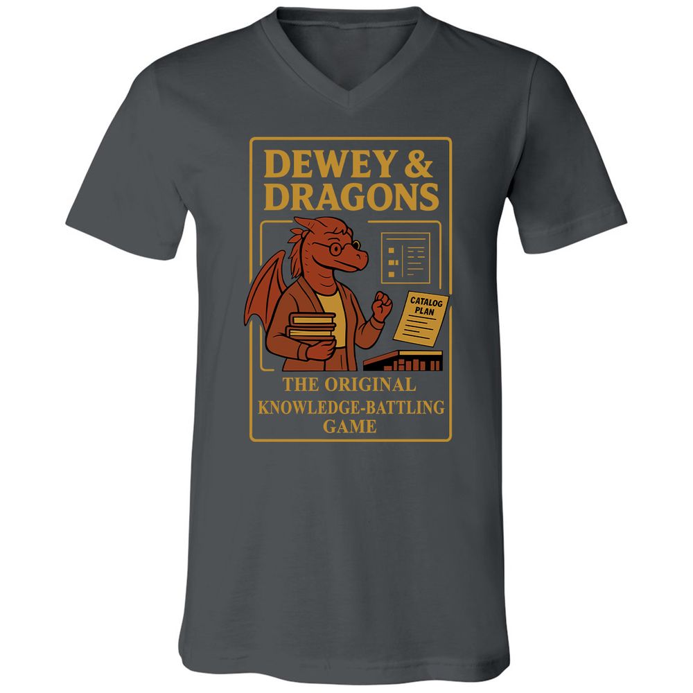 Dewey & Dragons Unisex V-Neck T-Shirt - Asphalt - 12