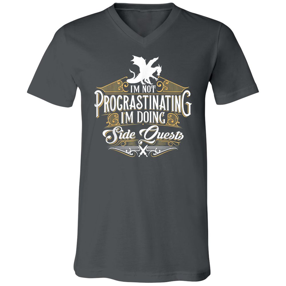 I'm Doing Side Quests Unisex V-Neck T-Shirt - Asphalt - 12