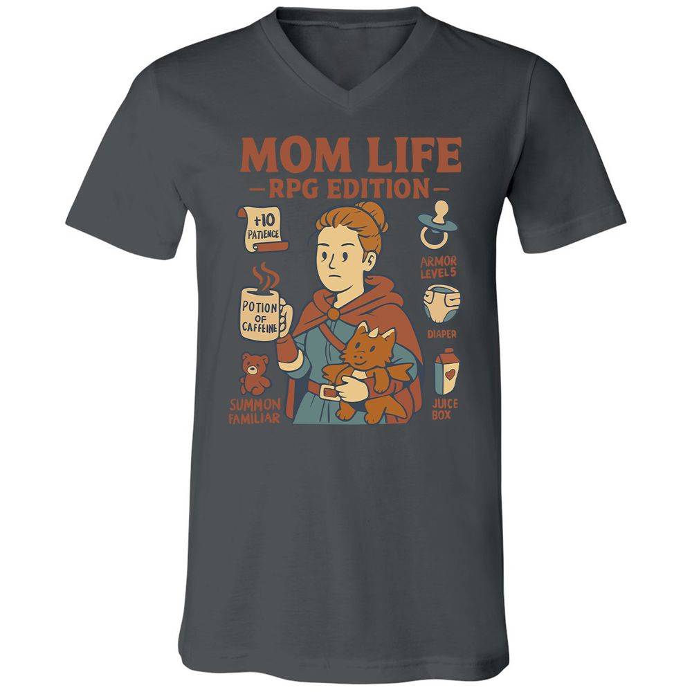 Mom Life RPG Edition Unisex V-Neck T-Shirt - Asphalt - 12