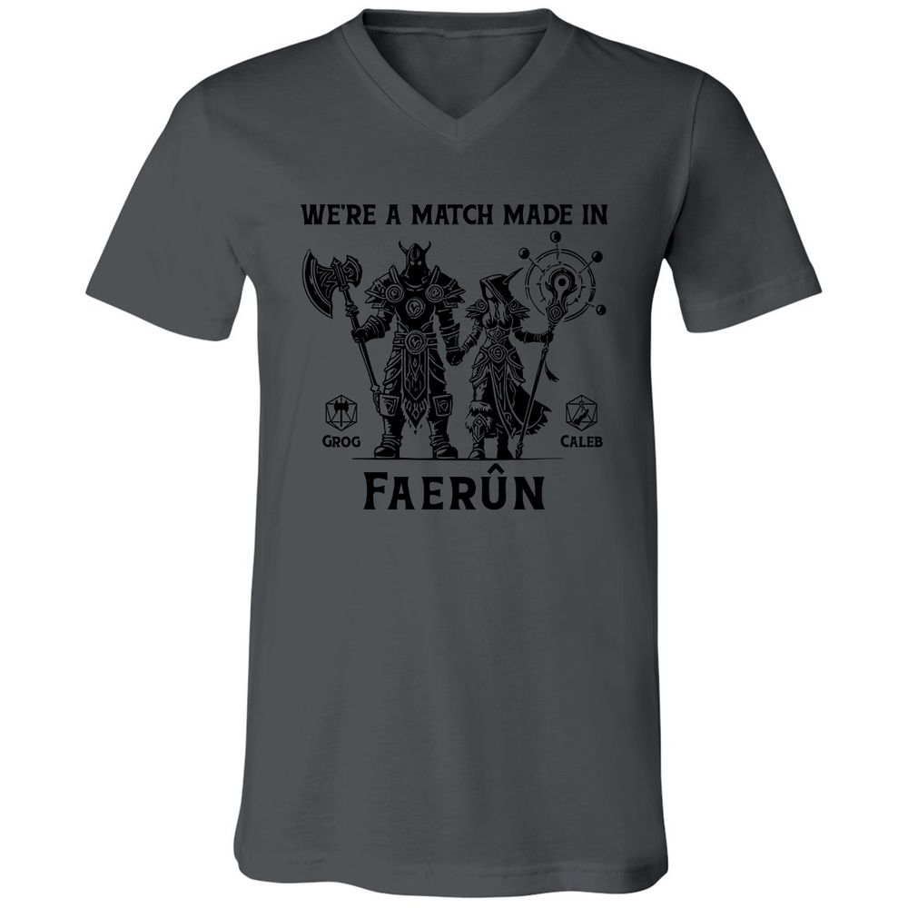 Custom DnD Class Couple Unisex V-Neck T-Shirt - Asphalt - 12
