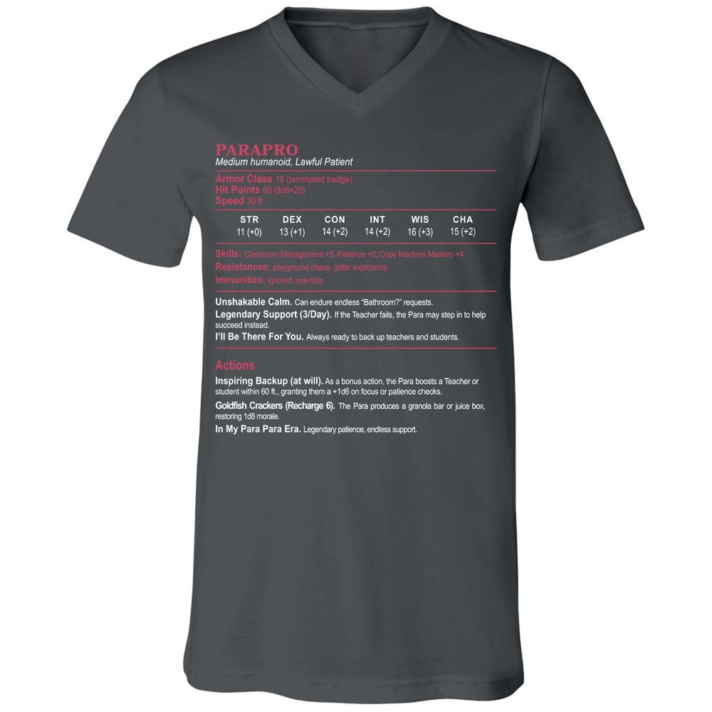 para Unisex V-Neck T-Shirt - Asphalt - 12