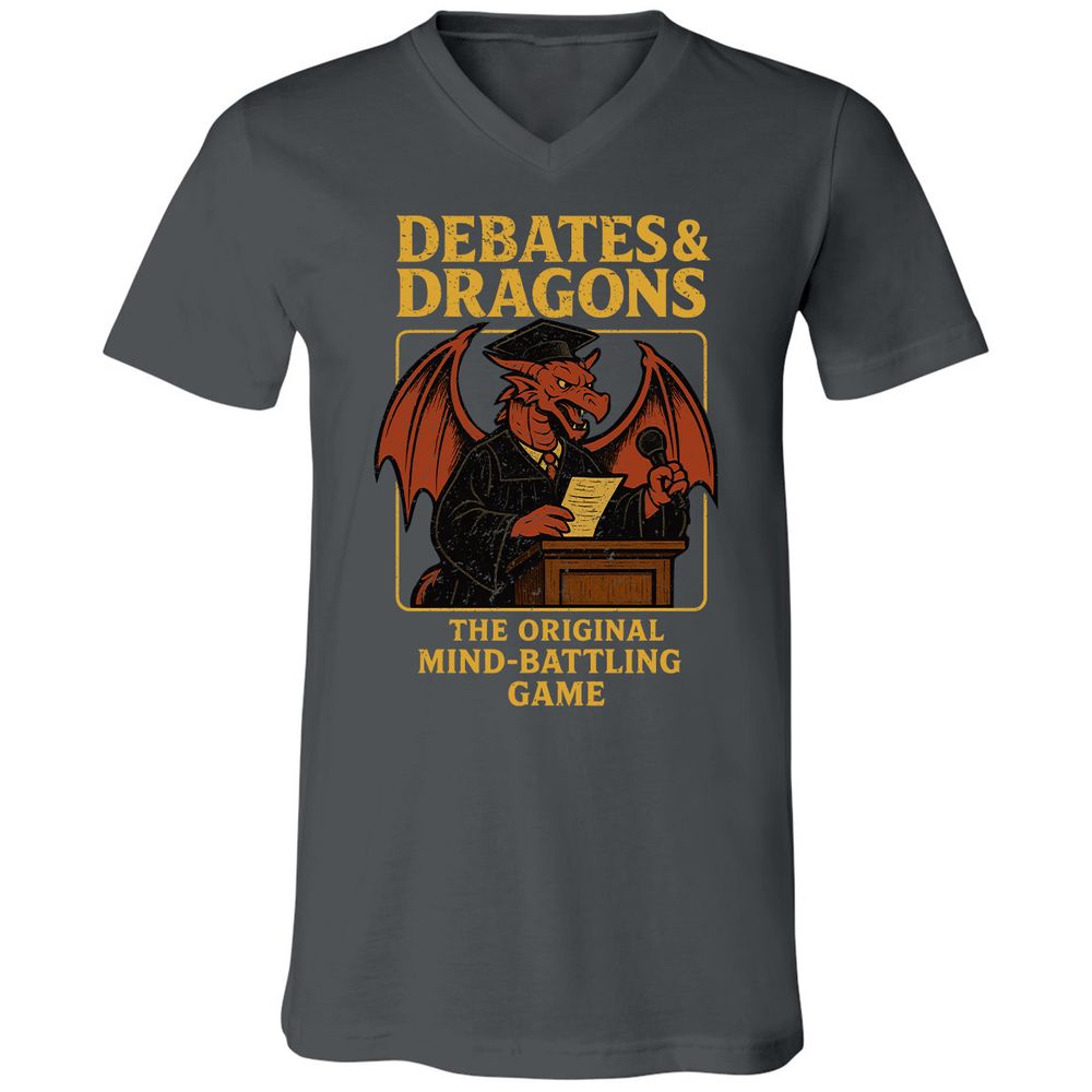 Debates & Dragons Unisex V-Neck T-Shirt - Asphalt - 12
