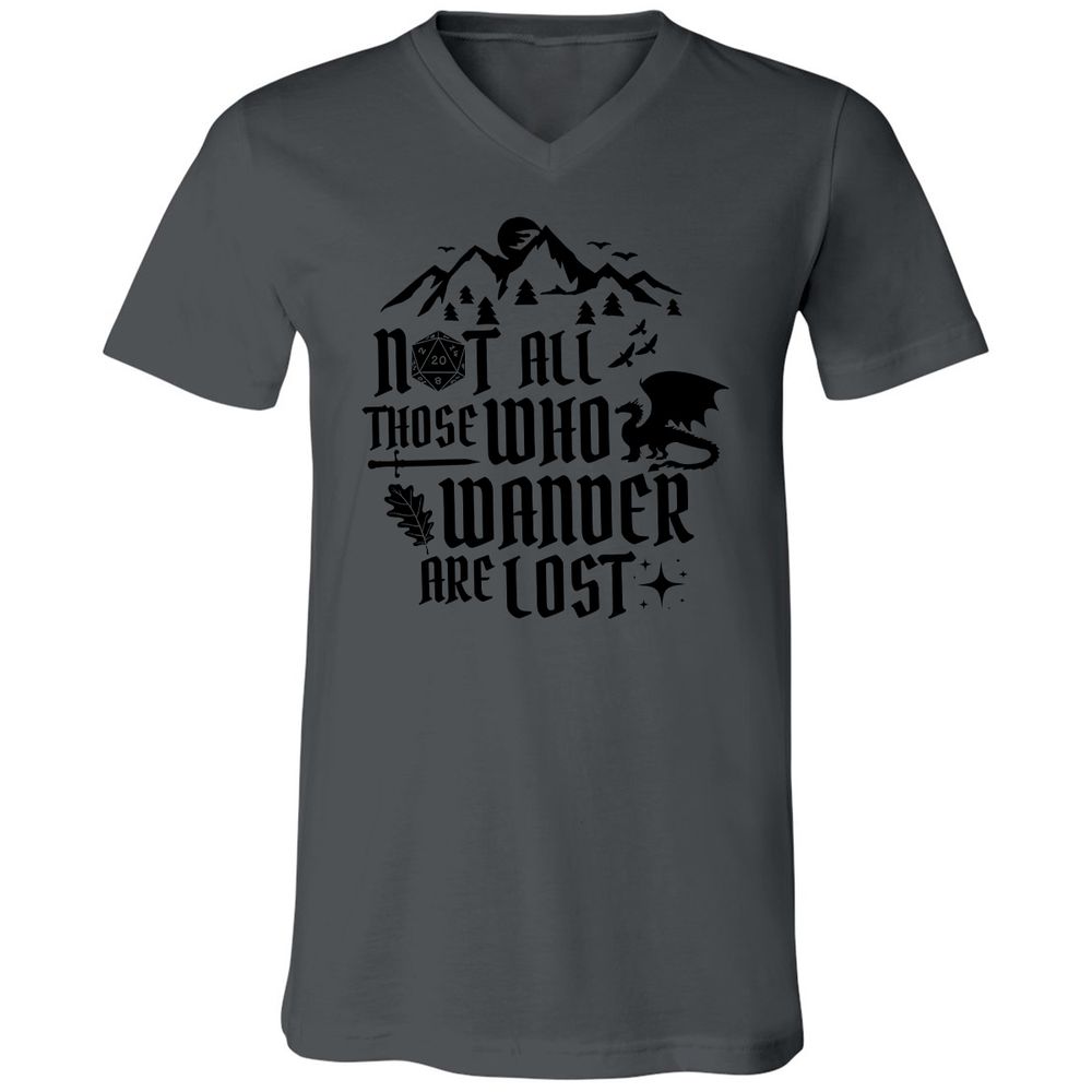Not All Those Who Wander Are Lost Unisex V-Neck T-Shirt - Asphalt - 12