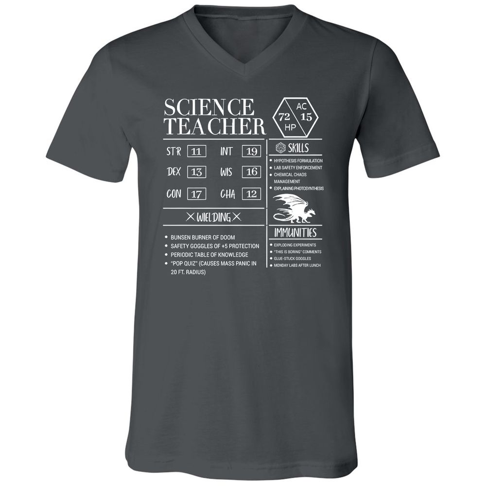 Science Teacher New Unisex V-Neck T-Shirt - Asphalt - 12