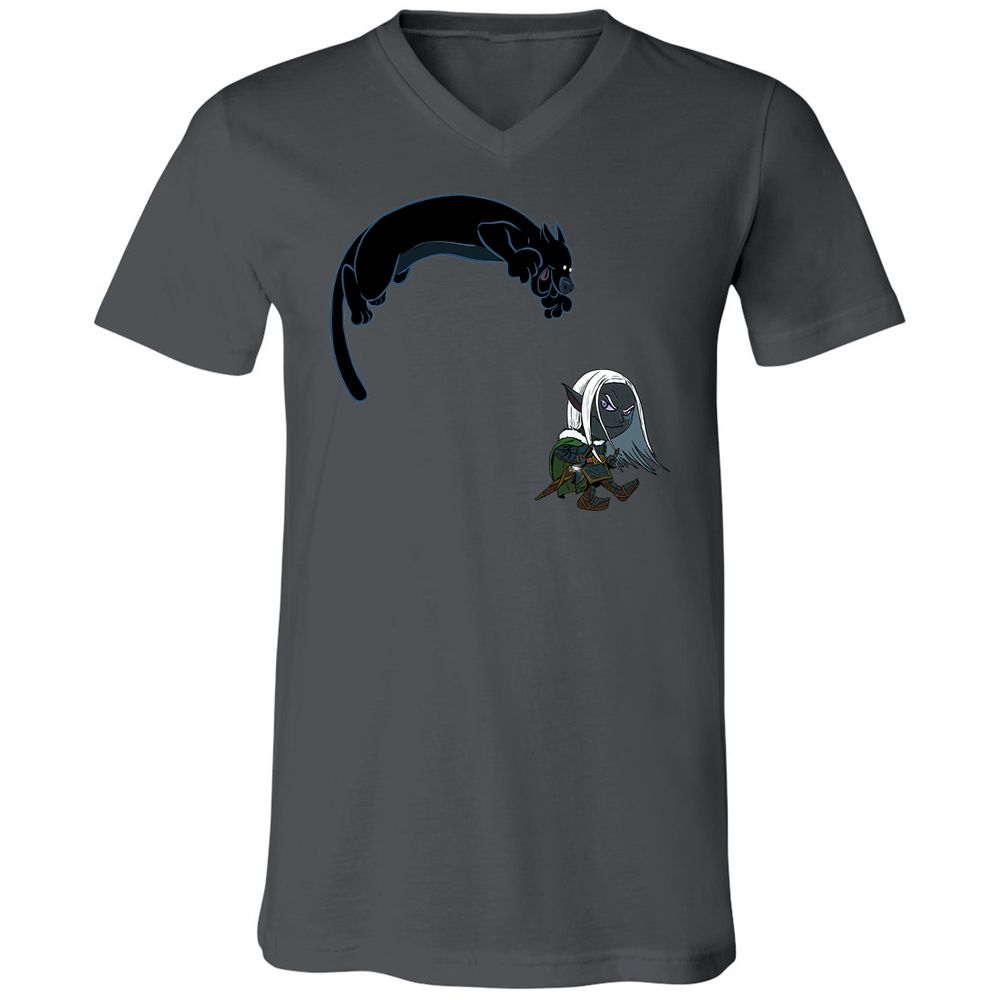 Drizzt And Guenhwyvar Unisex V-Neck T-Shirt - Asphalt - 12