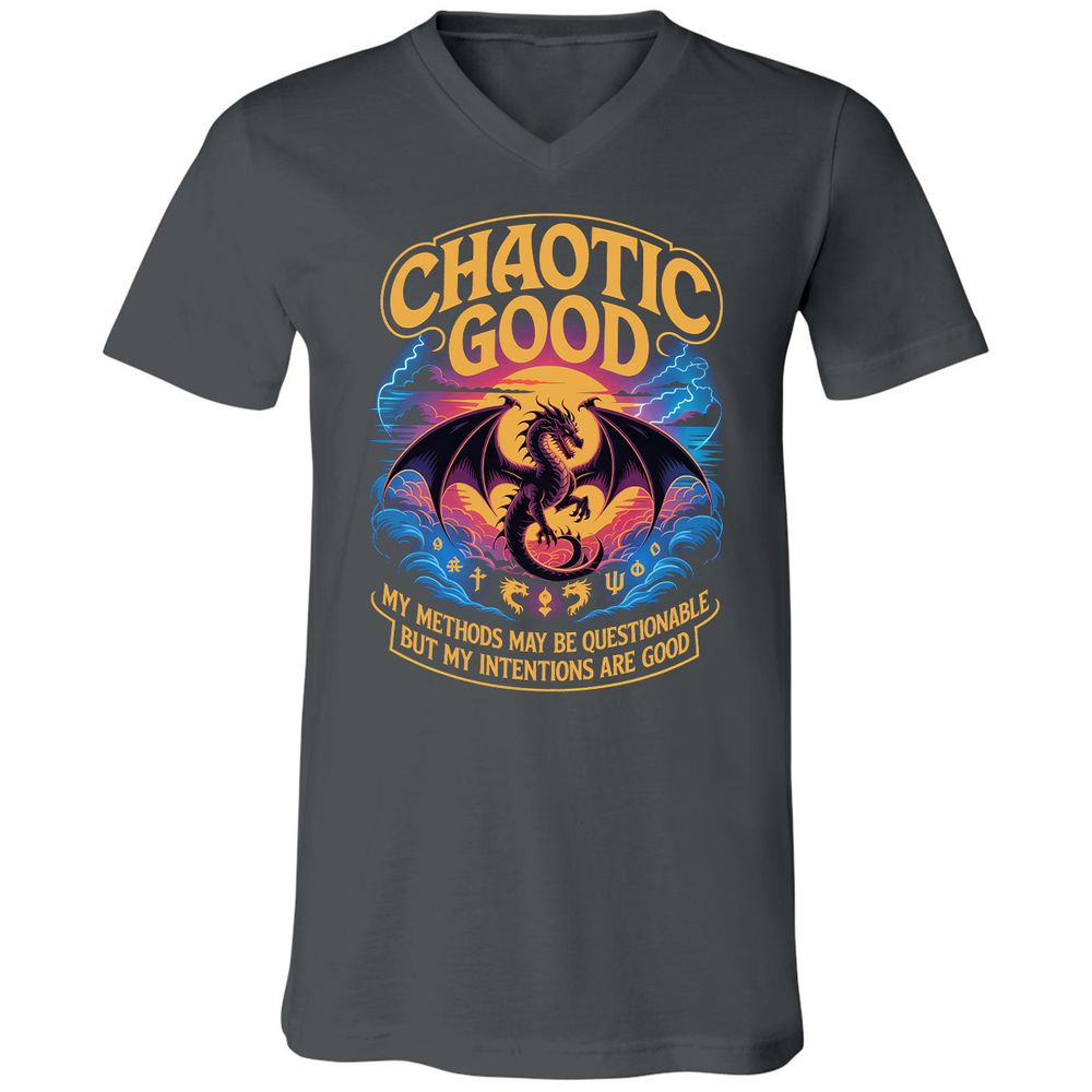Chaotic Good Unisex V-Neck T-Shirt - Asphalt - 12