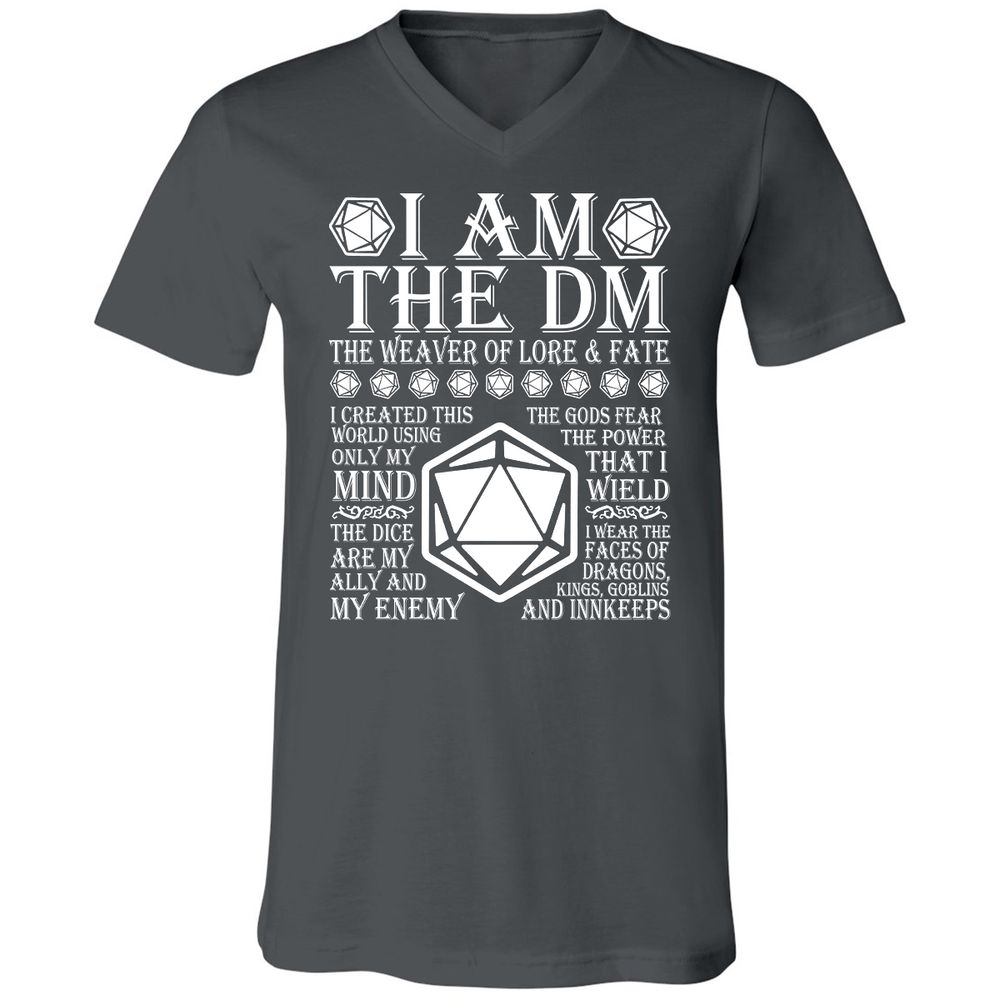 I Am The DM The Weaver Of Lore And Fate Unisex V-Neck T-Shirt - Asphalt - 12