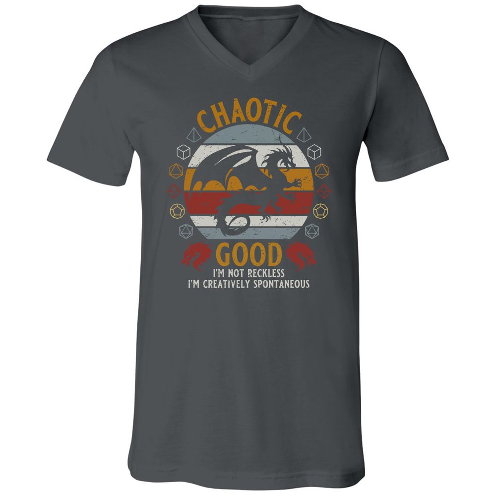 Chaotic Good Unisex V-Neck T-Shirt - Asphalt - 12