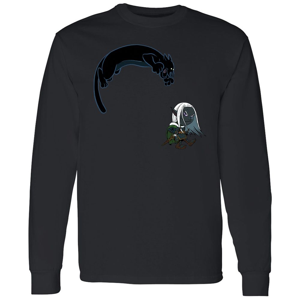 Drizzt and Guenhwyvar Long Sleeve T-Shirt - Black - 12