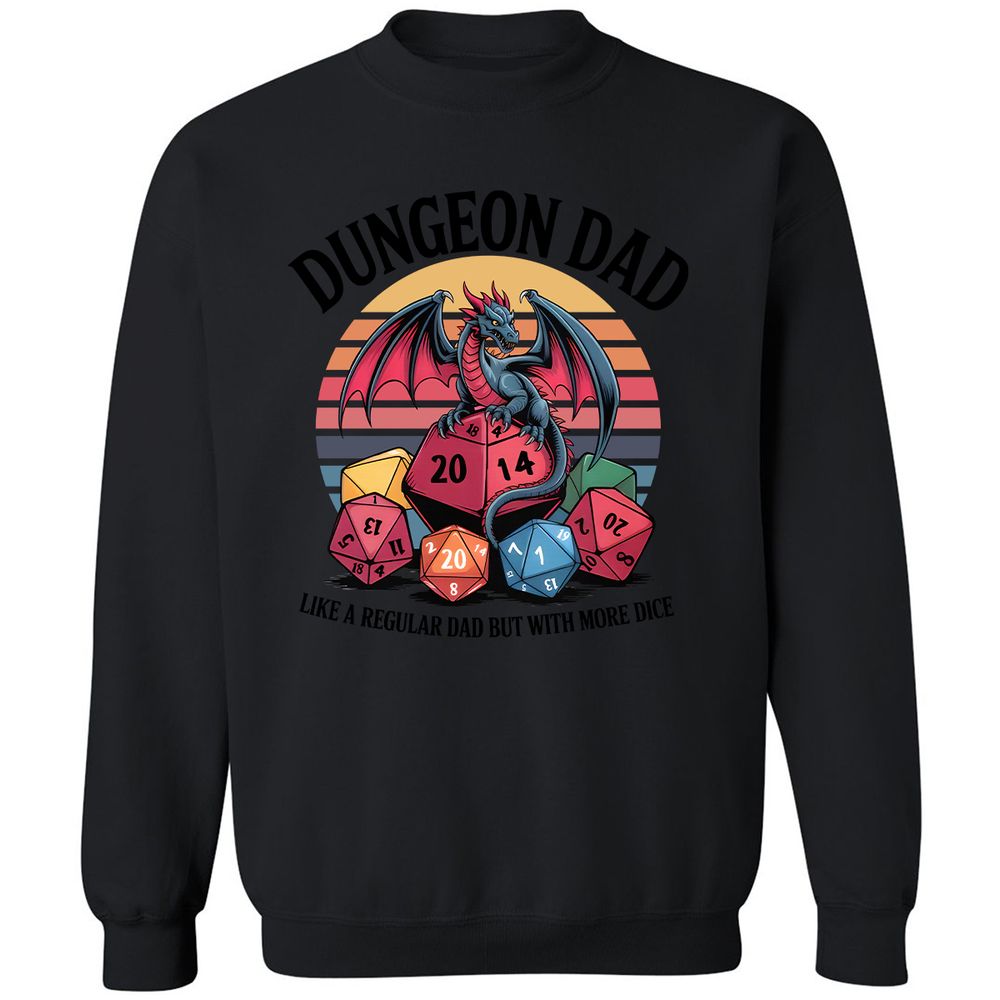 Dungeon Dad With More Dice Classic Unisex Sweatshirt - Black - 12