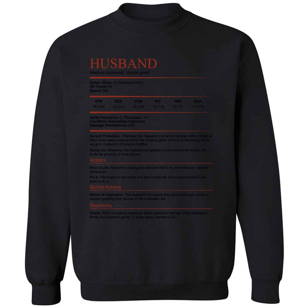 Husband White Classic Unisex Sweatshirt - Black - 12