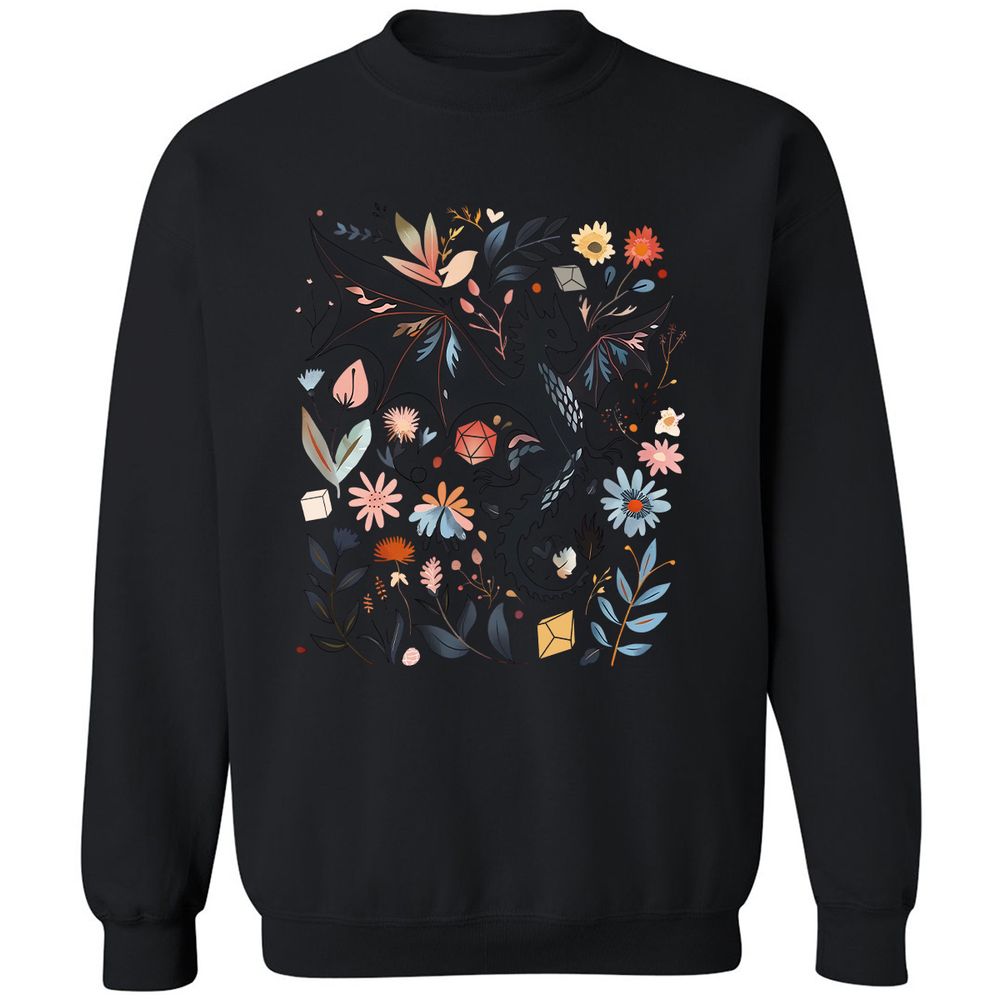 Floral DnD Dragon - Black - 12