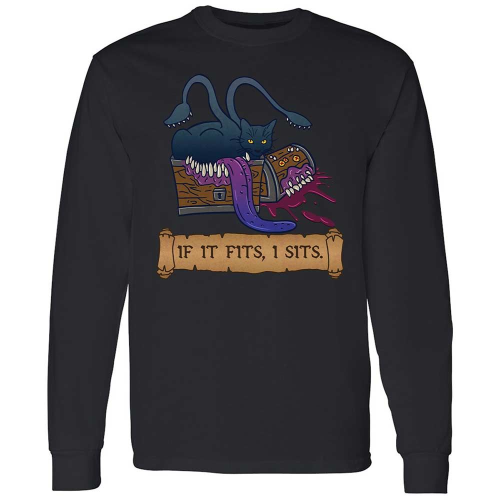 If It Fits I Sits Long Sleeve T-Shirt - Black - 12