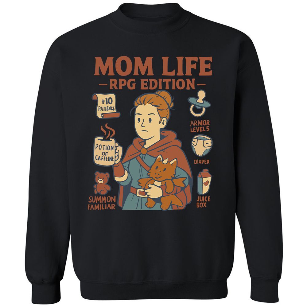 Mom Life RPG Edition Classic Unisex Sweatshirt - Black - 12