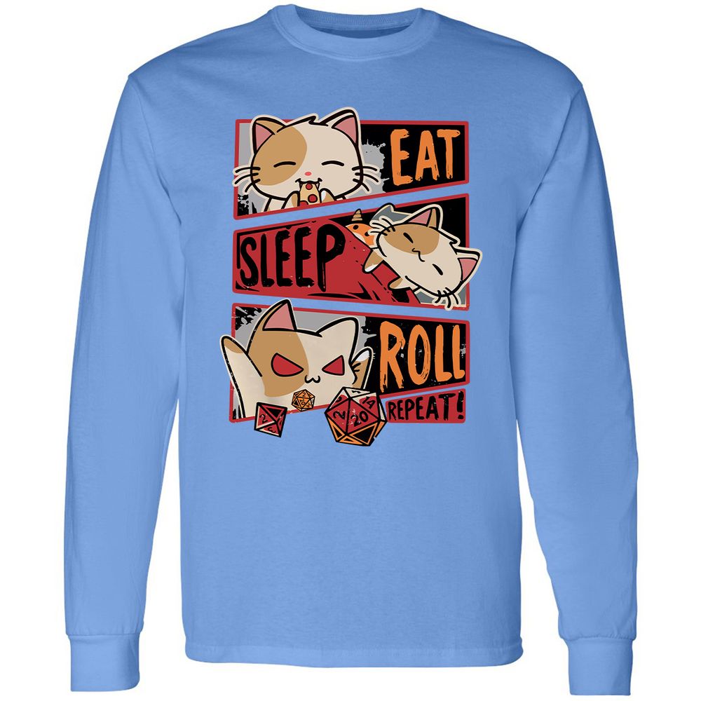 Eat Sleep Roll Repeat Long Sleeve T-Shirt - Carolina Blue - 12