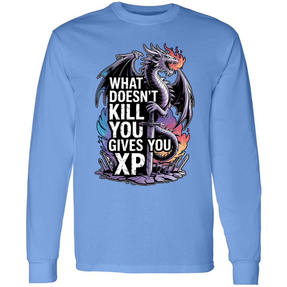 What Doesn't Kill You Dragon Long Sleeve T-Shirt - Carolina Blue - 12