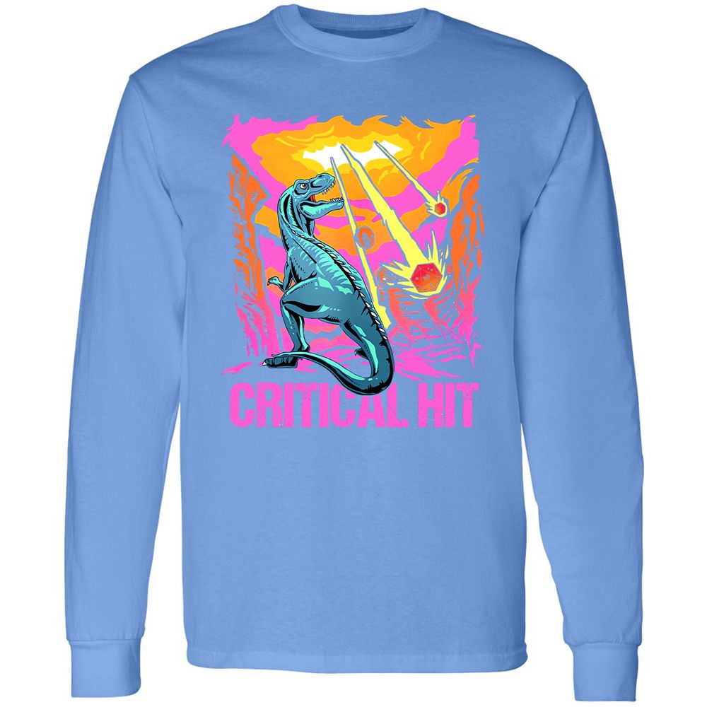 Dinosaur Critical Hit Long Sleeve T-Shirt - Carolina Blue - 12