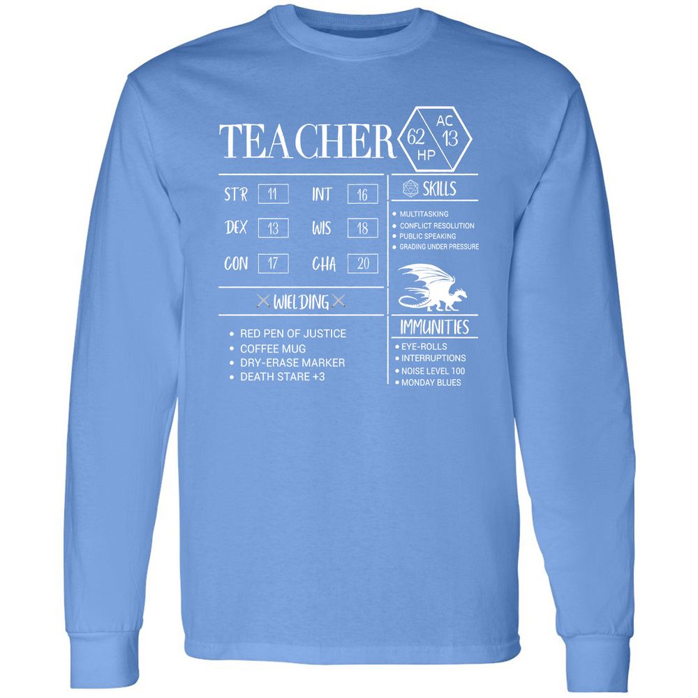 Teacher New Long Sleeve T-Shirt - Carolina Blue - 12