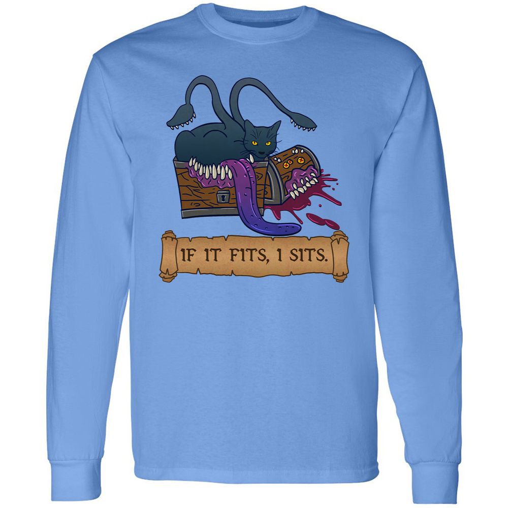 If It Fits I Sits Long Sleeve T-Shirt - Carolina Blue - 12