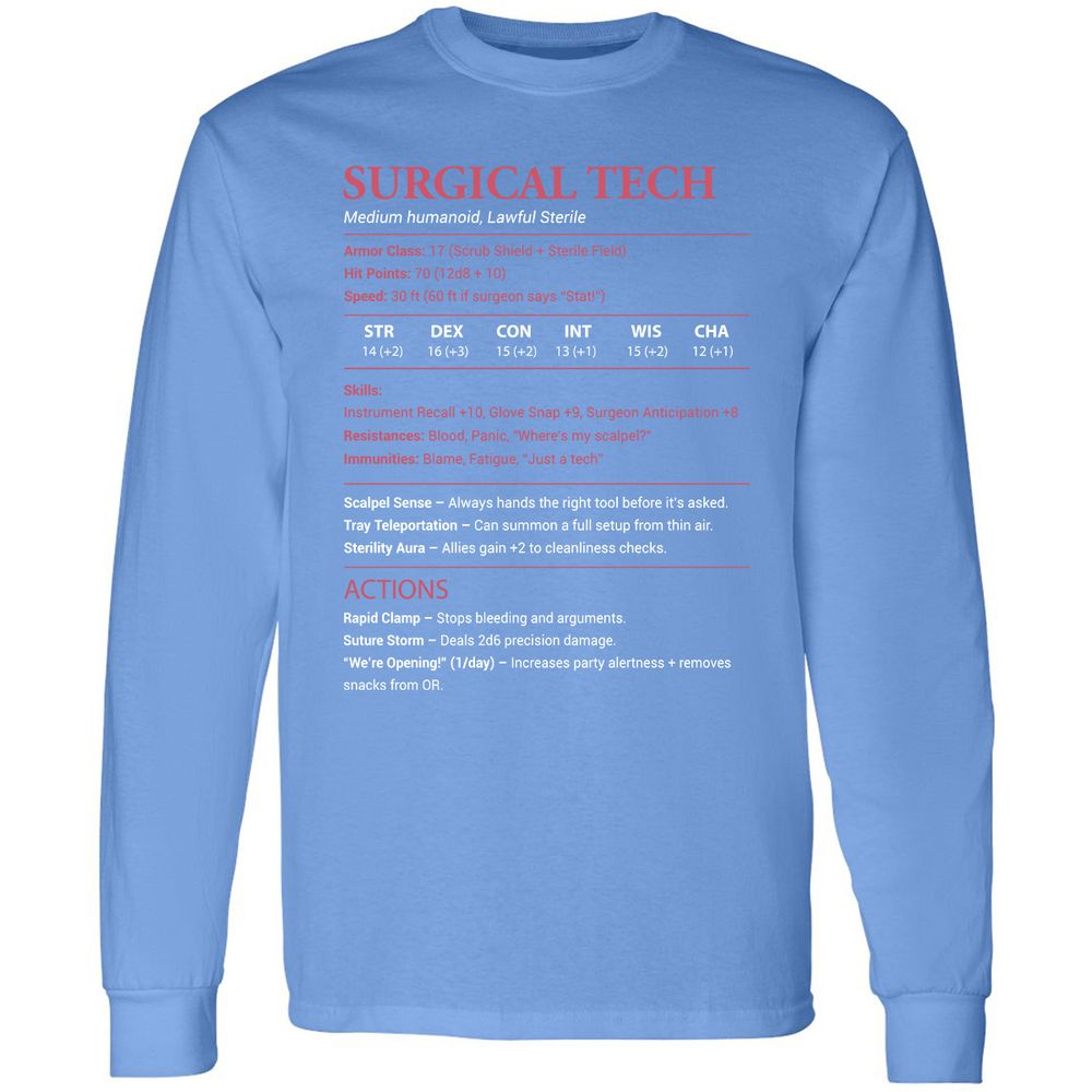 Surgical Tech Long Sleeve T-Shirt - Carolina Blue - 12