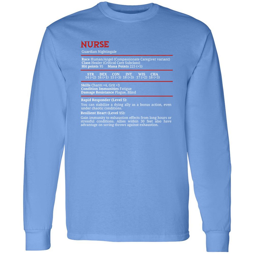 Nurse Stats Long Sleeve T-Shirt - Carolina Blue - 12